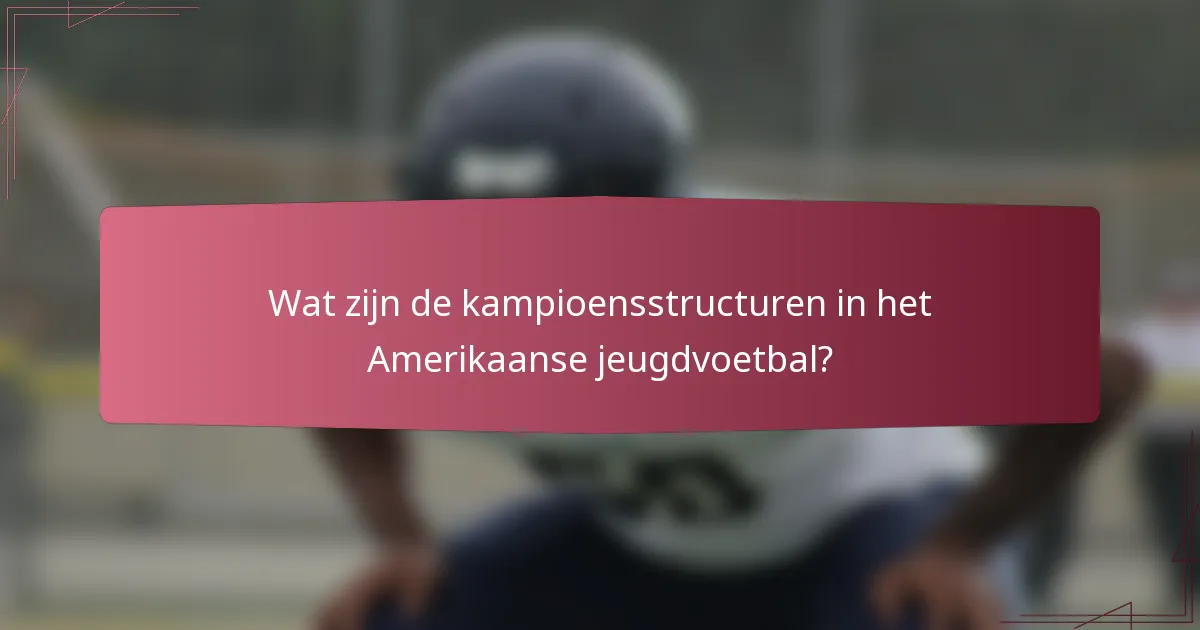 Wat zijn de kampioensstructuren in het Amerikaanse jeugdvoetbal?